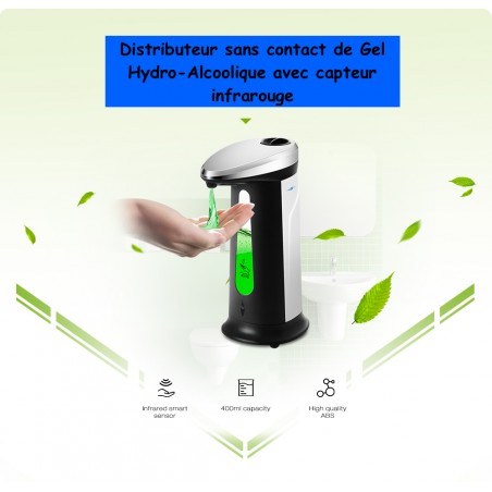 Distributeur automatique de Gel Hydro-Alcoolique avec Capteur infrarouge intégré