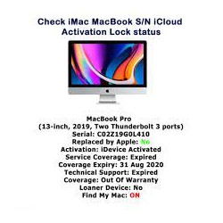 Check ICloud status Apple MacBook et IMac via serial